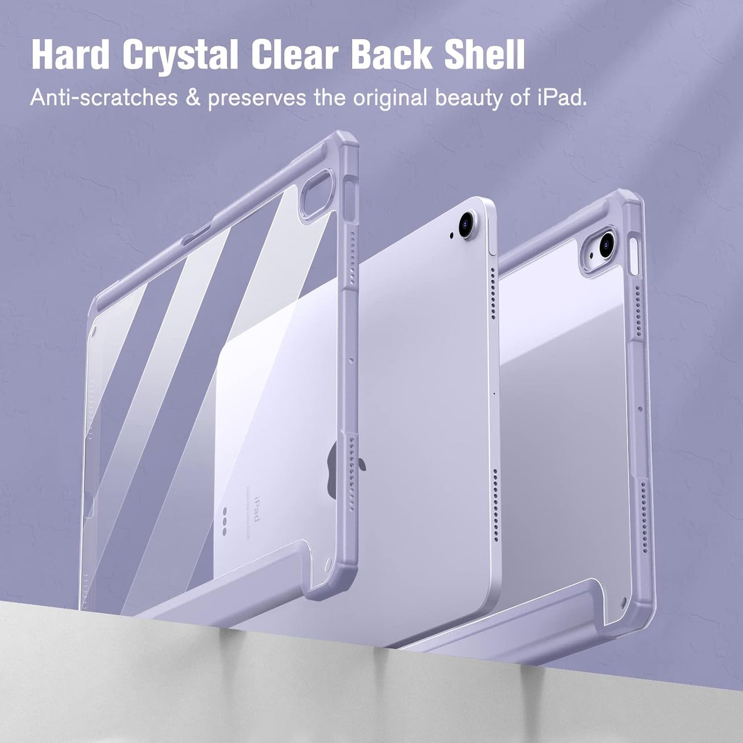 Hybrid Slim Case for Ipad Air 11-Inch M3 (2025) / M2 (2024), Ipad Air 5Th (2022) / 4Th Generation (2020) 10.9 Inch - Shockproof Cover with Clear Back Shell & Pencil Holder, Lilac Purple