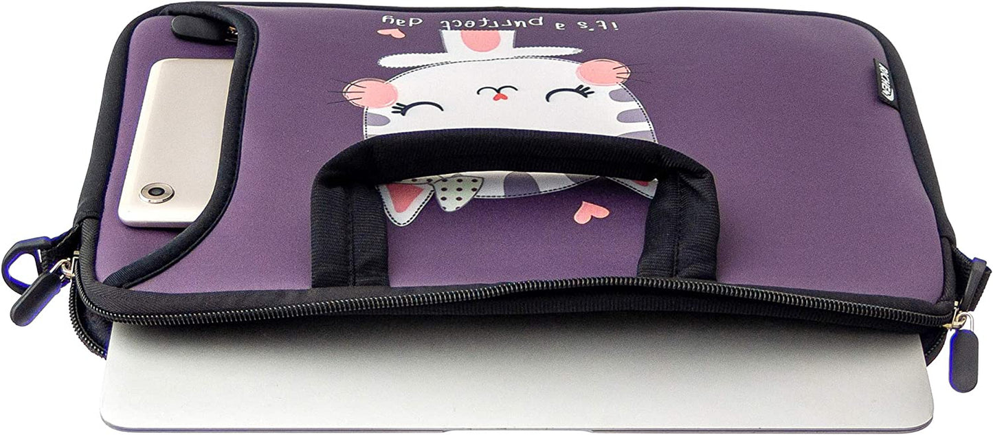 11 11.6 12 12.5 13 Inches Case Laptop/Chromebook/Notebook PC Tablet Travel Case Neoprene Handle Sleeve with Shoulder (11-13.3 Inch, Cute Cat)