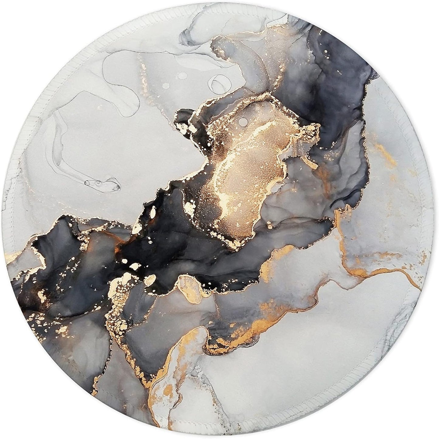 Round Mouse Pad,Gaming Mouse Pad,Non-Slip Rubber Base Mouse Mat with Stitched Edge 7.9 X 7.9 Inch for Laptop Computer (Marble Wondrous Golden Black)