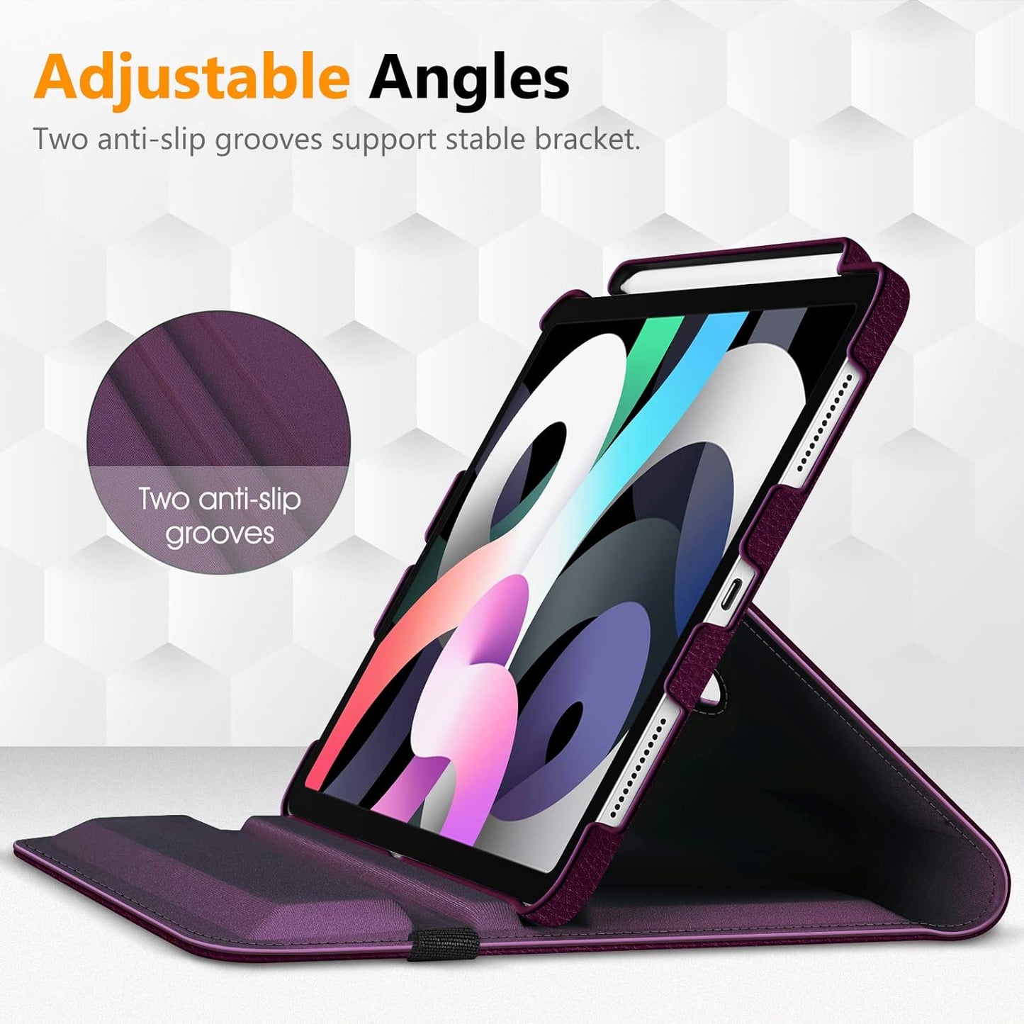 Rotating Case for Ipad Air 11-Inch M3 (2025) / M2 (2024), Ipad Air 5Th (2022) / 4Th Generation (2020) 10.9 Inch - 360 Degree Rotating Protective Stand Cover W/Pencil Holder, Purple