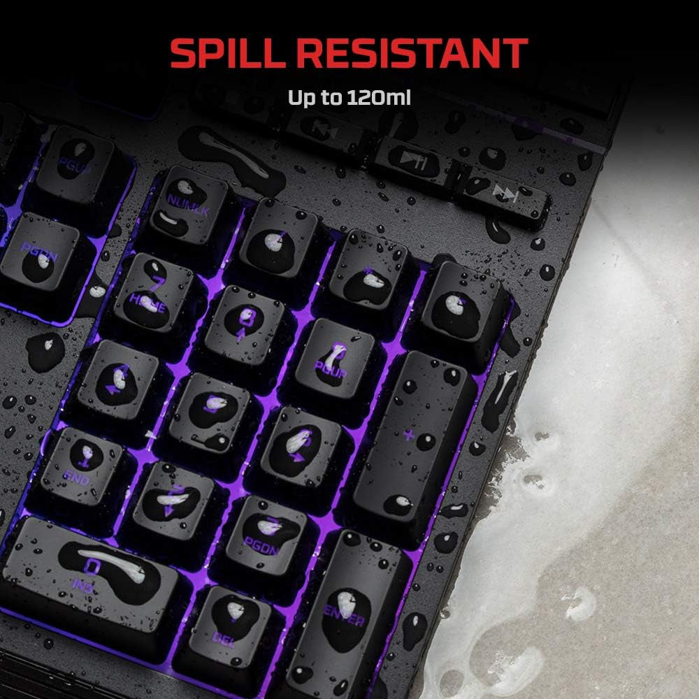 Alloy Core RGB – Membrane Gaming Keyboard, Comfortable Quiet Silent Keys with RGB LED Lighting Effects, Spill Resistant, Dedicated Media Keys, Compatible with Windows 10/8.1/8/7 – Black