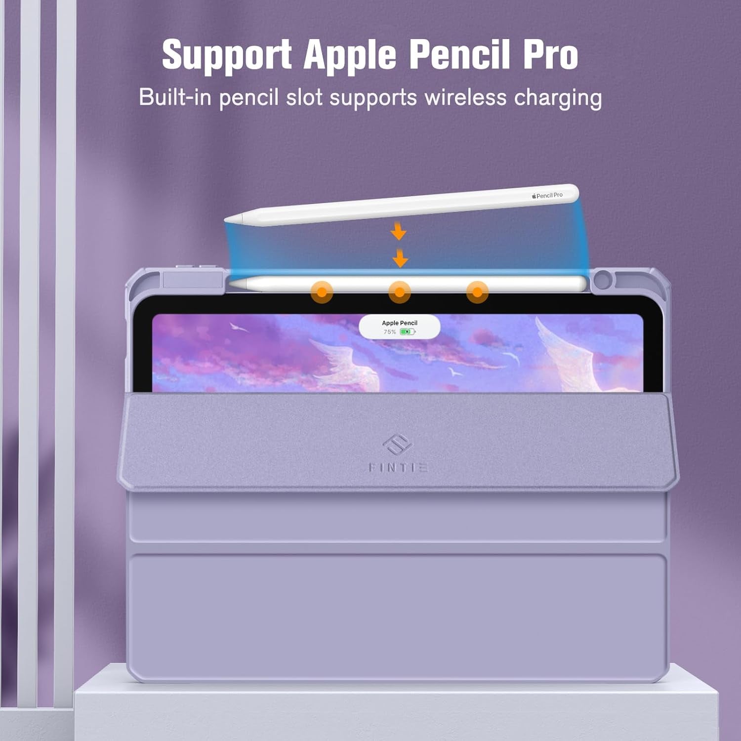 Hybrid Slim Case for Ipad Air 11-Inch M3 (2025) / M2 (2024), Ipad Air 5Th (2022) / 4Th Generation (2020) 10.9 Inch - Shockproof Cover with Clear Back Shell & Pencil Holder, Lilac Purple