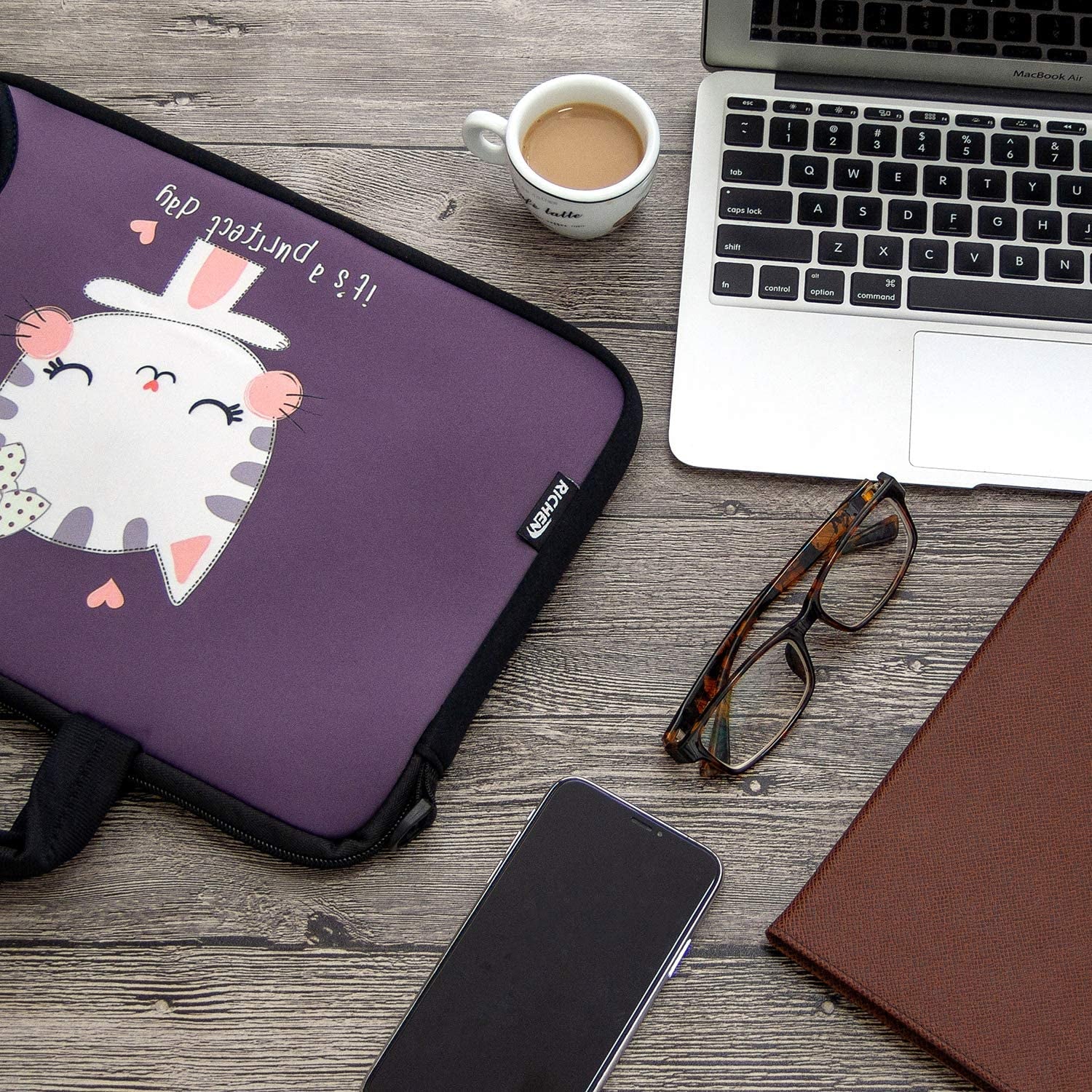 11 11.6 12 12.5 13 Inches Case Laptop/Chromebook/Notebook PC Tablet Travel Case Neoprene Handle Sleeve with Shoulder (11-13.3 Inch, Cute Cat)