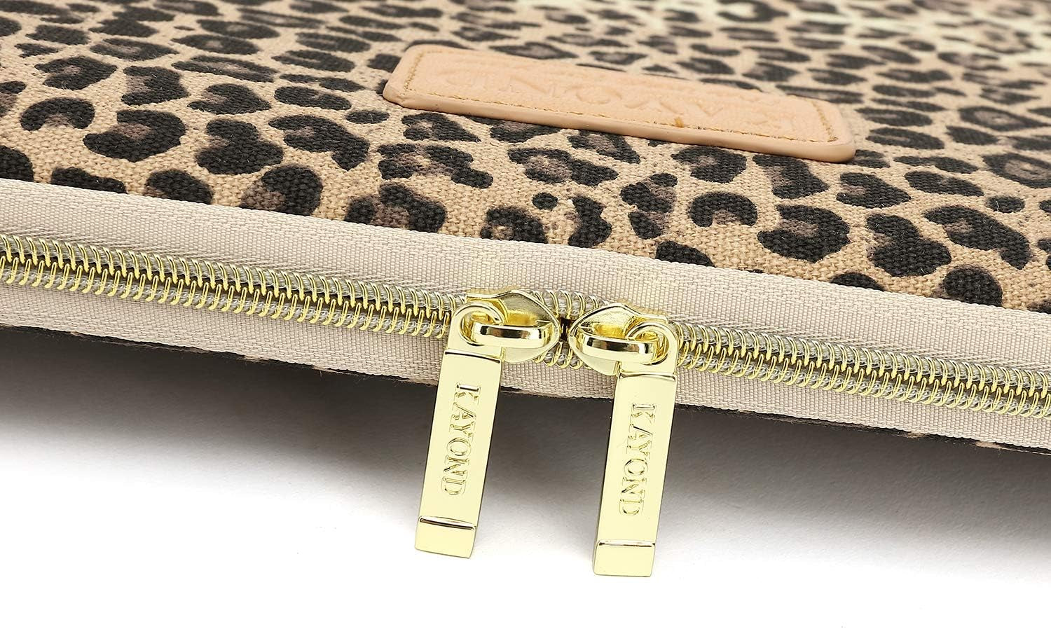 KY-03 Canvas Fabric 14.1 Inch Laptops Sleeve - Brown Leopard Print