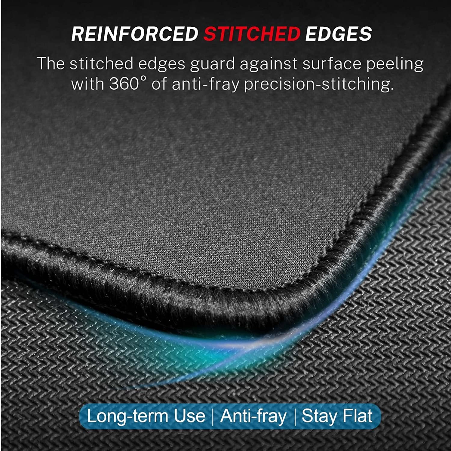Mouse Pad [30% Larger] with Stitched Edges, 3 Pack Premium-Textured & Waterproof Mousepad Bulk with Non-Slip Rubber Base for Computers, Laptop, PC, Office & Home, 8.5 X 11 X 0.12 In, Black
