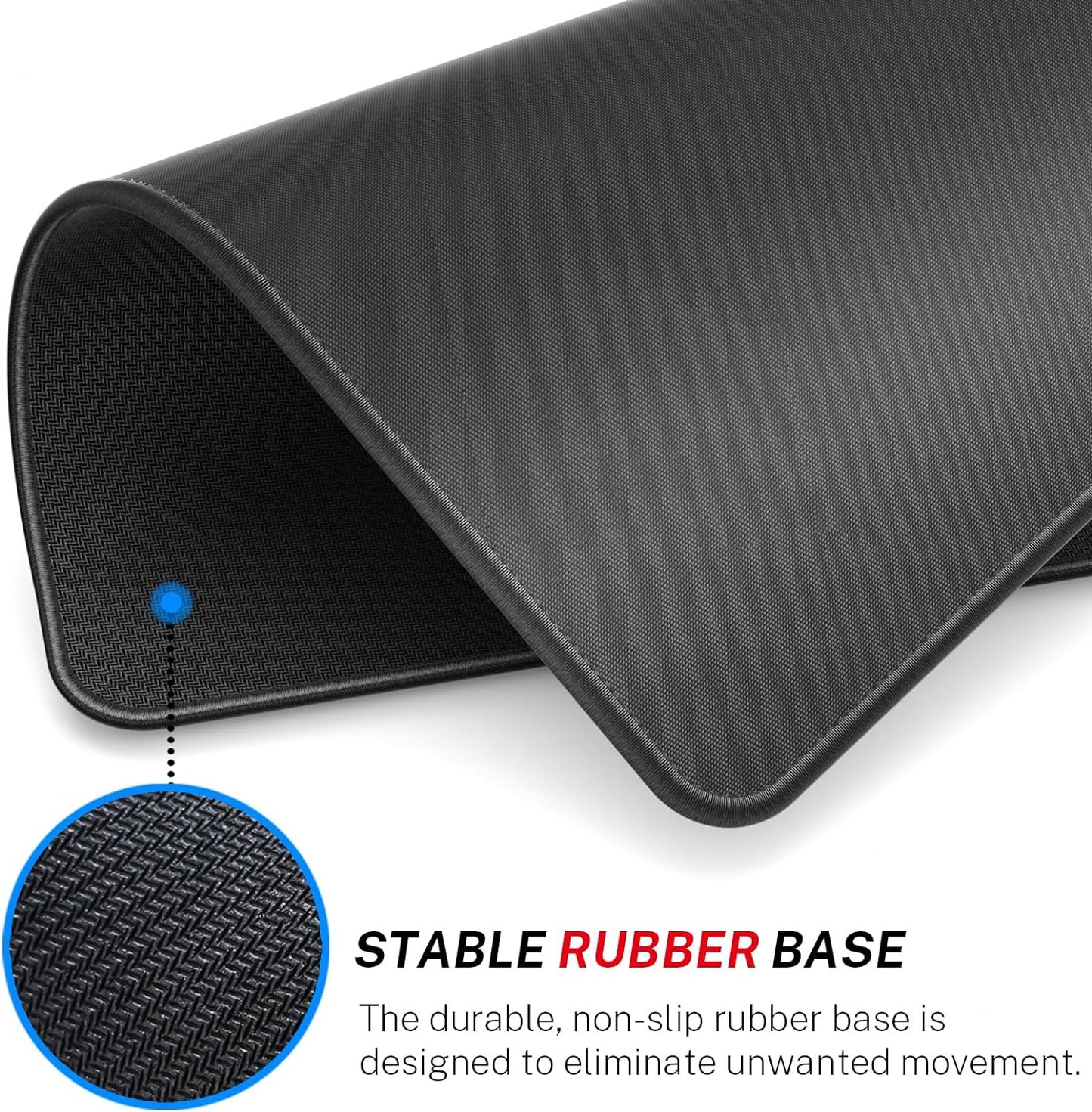 Mouse Pad [30% Larger] with Stitched Edges, 3 Pack Premium-Textured & Waterproof Mousepad Bulk with Non-Slip Rubber Base for Computers, Laptop, PC, Office & Home, 8.5 X 11 X 0.12 In, Black