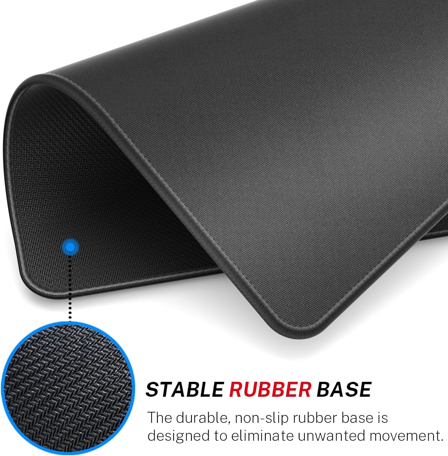 Mouse Pad [30% Larger] with Stitched Edges, 3 Pack Premium-Textured & Waterproof Mousepad Bulk with Non-Slip Rubber Base for Computers, Laptop, PC, Office & Home, 8.5 X 11 X 0.12 In, Black