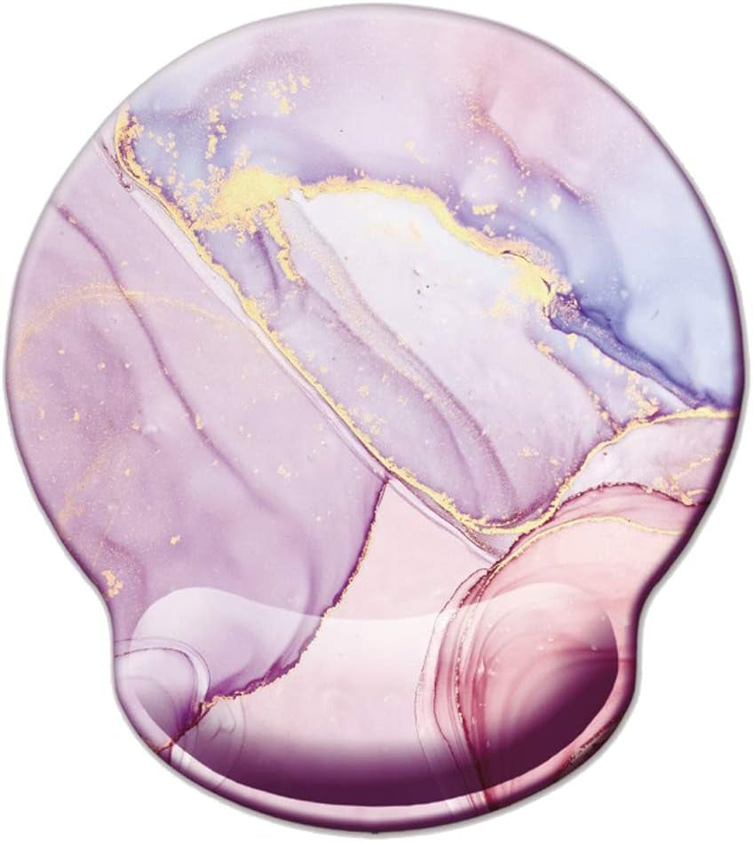 Memory Foam Wrist Support Mouse Pad Comfortable Padded Wrist Mousepads 9In X10In Desktop Notebook Mouse Mat (Marble Pretty Pink-Foam)