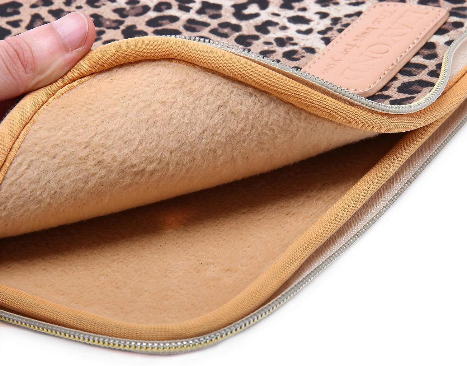 KY-03 Canvas Fabric 14.1 Inch Laptops Sleeve - Brown Leopard Print