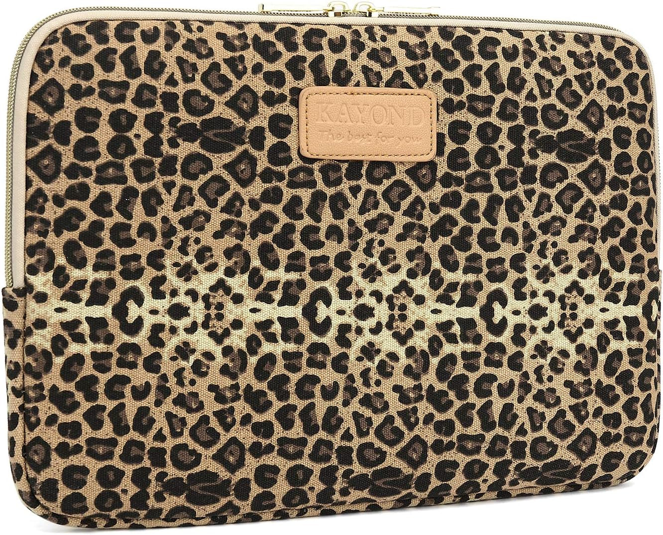 KY-03 Canvas Fabric 14.1 Inch Laptops Sleeve - Brown Leopard Print