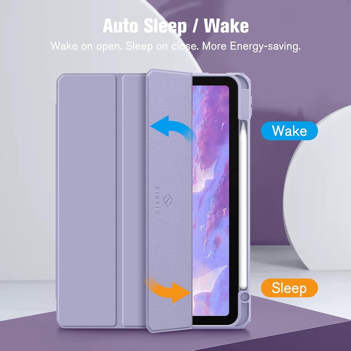 Hybrid Slim Case for Ipad Air 11-Inch M3 (2025) / M2 (2024), Ipad Air 5Th (2022) / 4Th Generation (2020) 10.9 Inch - Shockproof Cover with Clear Back Shell & Pencil Holder, Lilac Purple