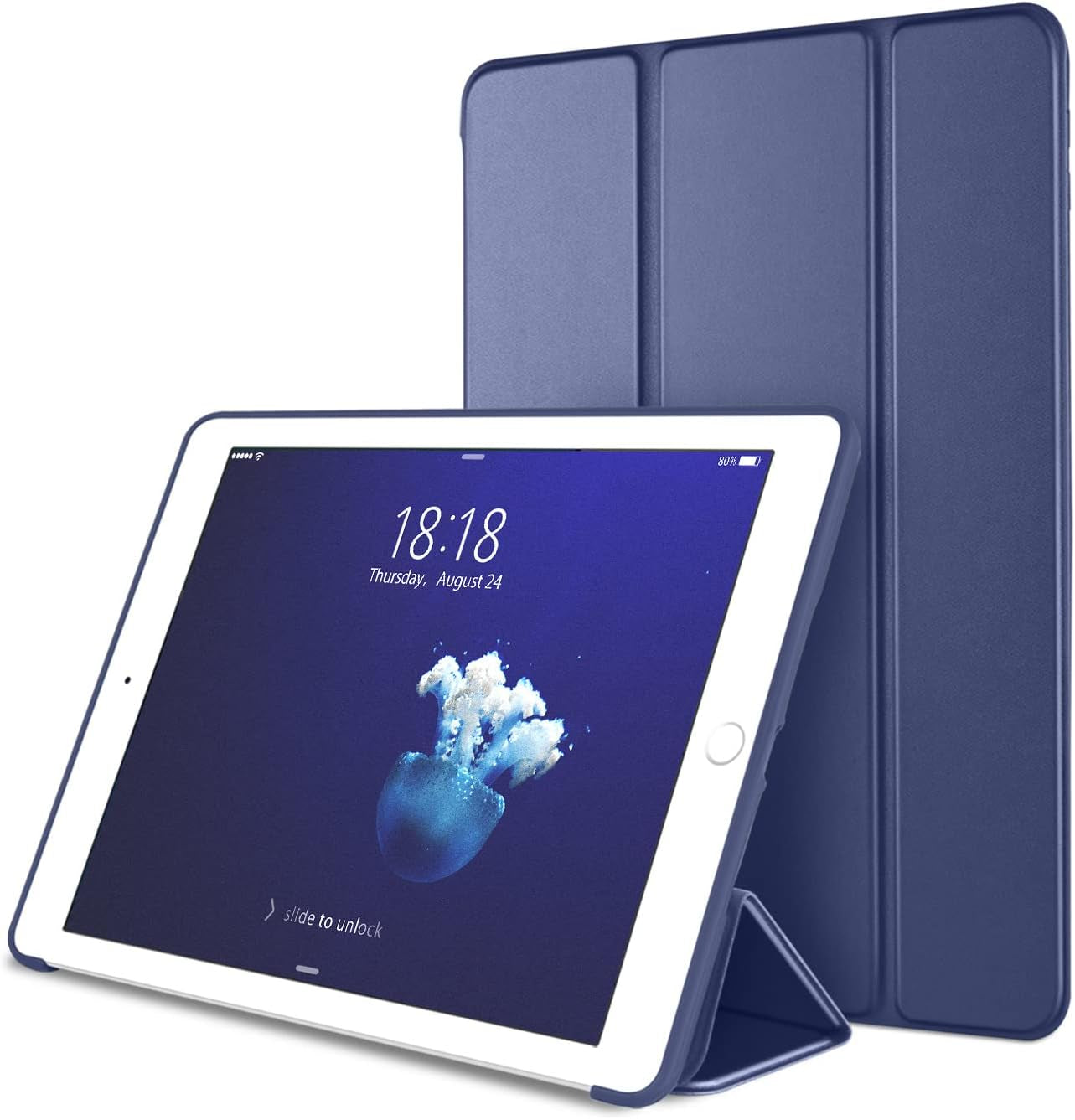 for Ipad Air 1St Edition Case, (NOT for Ipad Air 2 and Air 3) Ultra Slim Lightweight Smart Trifold Stand with Flexible Soft TPU Back Cover [Auto Sleep/Wake], Navy Blue