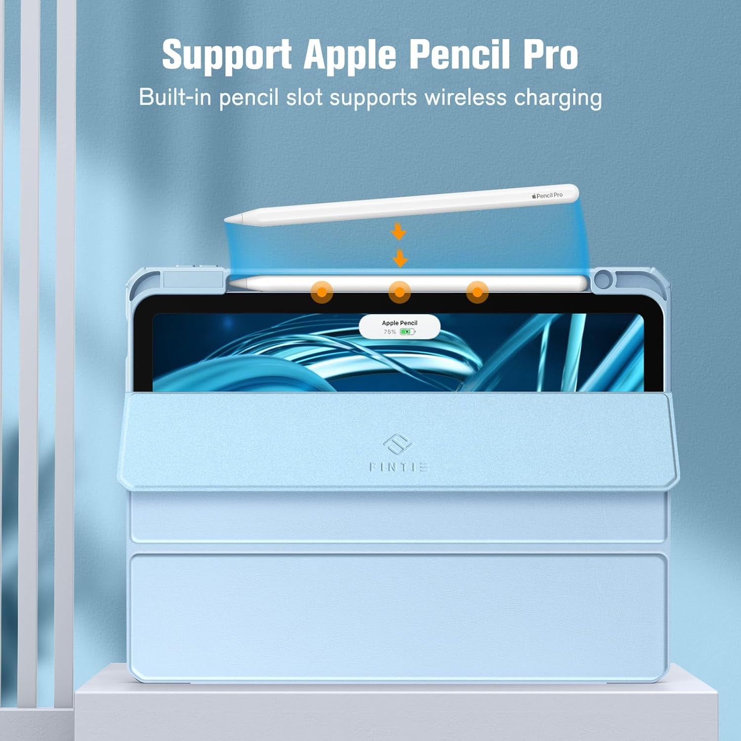 Hybrid Slim Case for Ipad Air 11-Inch M3 (2025) / M2 (2024), Ipad Air 5Th (2022) / 4Th Generation (2020) 10.9 Inch - Shockproof Cover with Clear Back Shell & Pencil Holder, Sky Blue