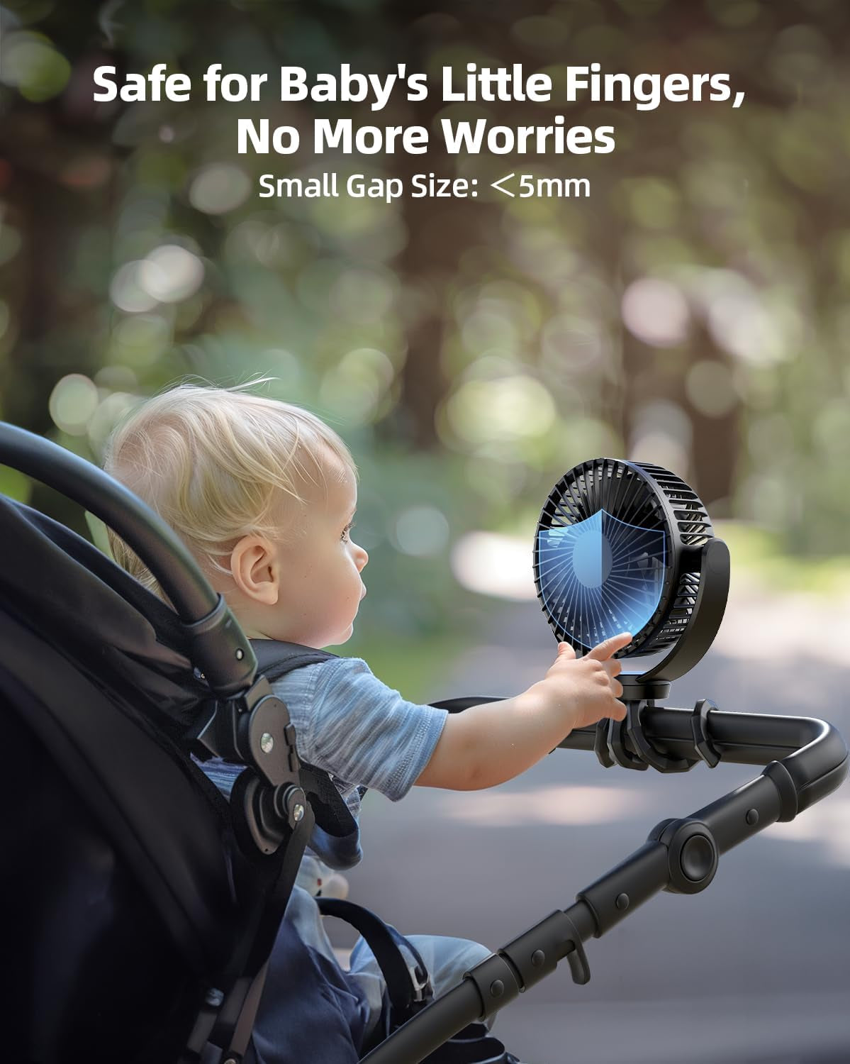 5000Mah Portable Stroller Fan - 3-Speed Battery Operated, Flexible Clip-On Tripod, 360° Rotate Flexible Tripod，Usb Rechargeable Cooling for Bike, Treadmill, Travel & Car Seat