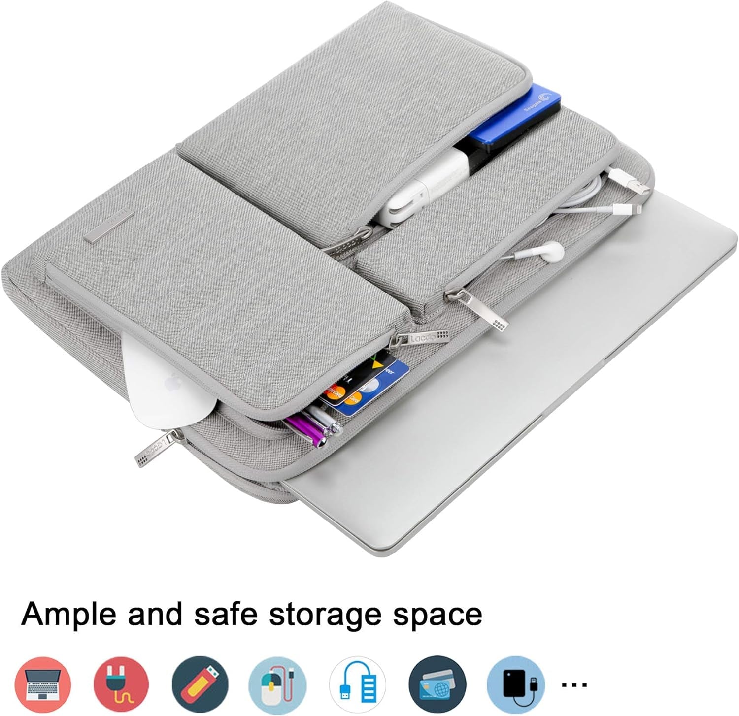 360° Protective Laptop Sleeve Case for 13 Inch New Macbook Air M4 A3240 2025, M3 A3113, M2 A2681, M1 A2337 | 13" Macbook Pro M2/M1 A2338 A2251 | 13" Ipad Air M3 / Ipad Pro M4 Computer Bag, Gray