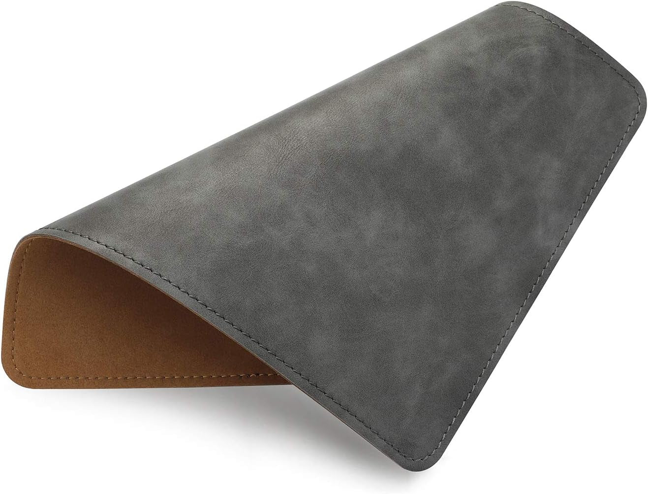 PU Leather Mouse Pad with Stitched Edge Micro-Fiber Base and Non-Slip Waterproof - 8X11Inch (Gray) for Computers and Laptops